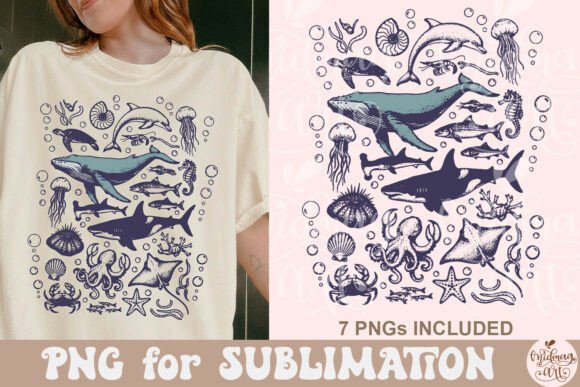 Download Sea Animals PNG, 90s Vintage Ocean PNG - Sea animals png Collection