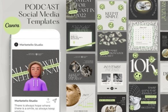 Download Podcast Instagram Post Templates KIT - Post Collection