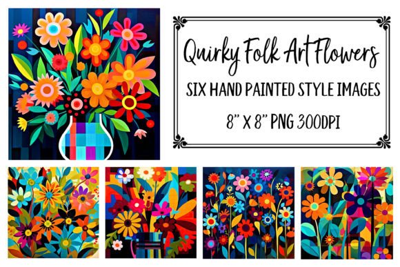 Download Whimsical Hand Painted Folk Art Flowers - Hand painted Collection